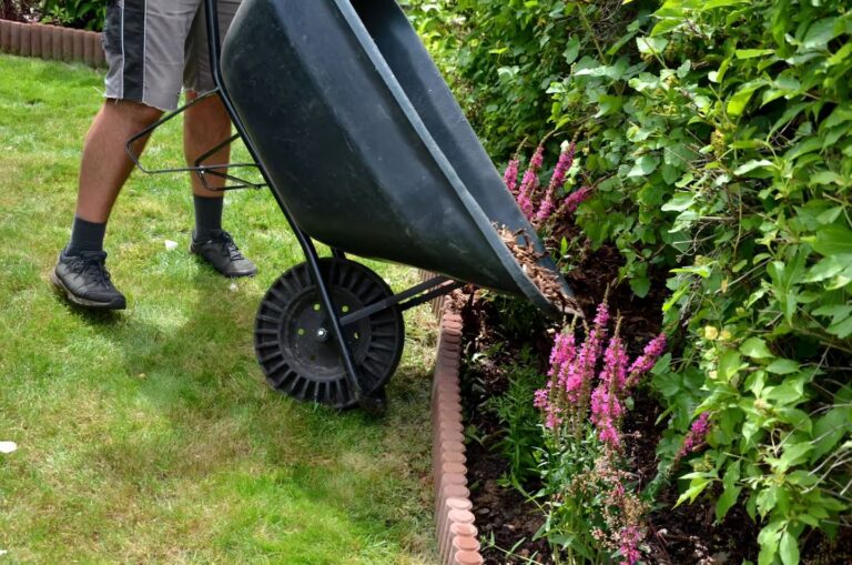 Mulch delivery enables homeowners and landscape contractors to add mulch to garden beds